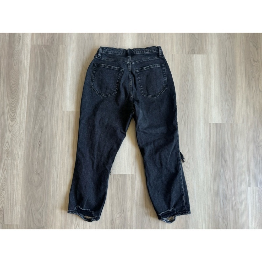 ABERCROMBIE + FITCH The Ankle Straight Ultra High Rise Distressed Black Jeans - Picture 2 of 2